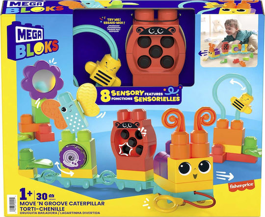 Mega Bloks Τουβλάκια Move & Groove Caterpillar για 1+ Έτους 30τμχ HKN44