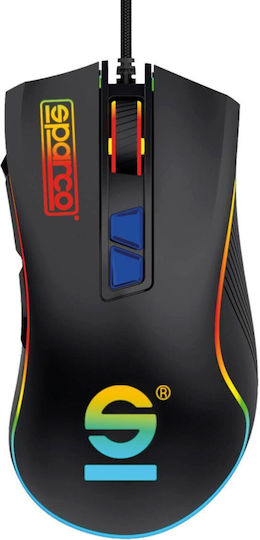Sparco SPMOUSEPRO RGB Gaming Ποντίκι 7200 DPI Μαύρο