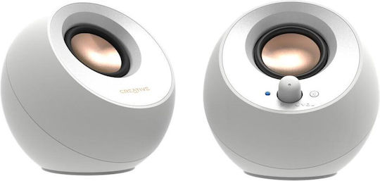 Creative Pebble V3 Ηχεία Υπολογιστή 2.0 με Bluetooth και Ισχύ 8W σε Λευκό Χρώμα