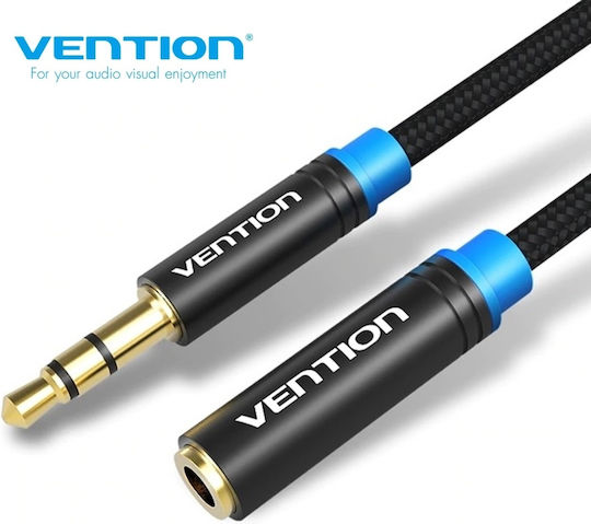 Vention Καλώδιο 3.5mm male - 3.5mm female Μαύρο 1.5m (VAB-B06-B150-M)