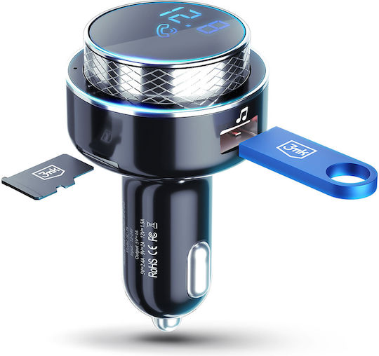3MK FM Transmitter Αυτοκινήτου HyperCar Chager Transmiter με USB / Bluetooth 3MK3753