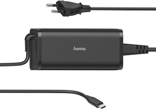 HAMA USB-C Universal Φορτιστής Laptop 92W 20V 4.6A με Αποσπώμενο Καλώδιο Τροφοδοσίας 00200007