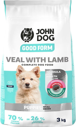 John Dog Good Form 3kg Ξηρά Τροφή για Κουτάβια με Αρνί και Μοσχάρι