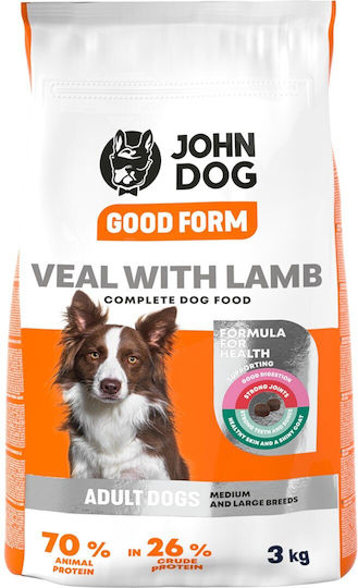 John Dog Good Form 3kg Ξηρά Τροφή για Ενήλικους Σκύλους Μεσαίων & Μεγαλόσωμων Φυλών με Αρνί και Μοσχάρι