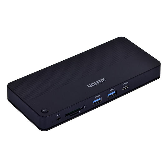 Unitek USB-C Docking Station με HDMI/DisplayPort 4K PD Ethernet και σύνδεση 2 Οθονών Μαύρο (D1079A)