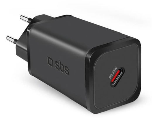 SBS Φορτιστής Χωρίς Καλώδιο GaN με Θύρα USB-C 65W Power Delivery Μαύρος (TRGAN1C65W)