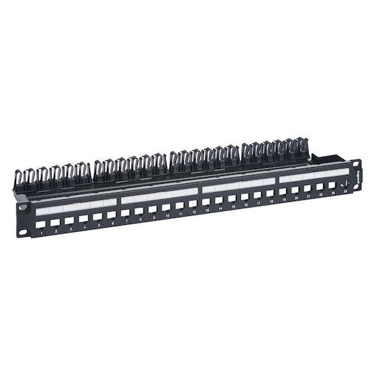 Legrand LCS³ Patch Panel Keystone για Rack 1U 24 Θυρών cat5e / cat6 / cat6a Μαύρο 632850