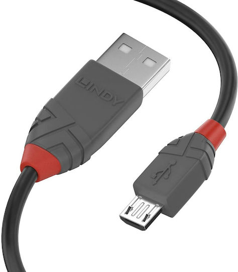 Lindy Regular USB 2.0 to micro USB Cable Μαύρο 3m (36734)