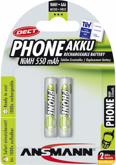 Ansmann Phone Επαναφορτιζόμενες Μπαταρίες AAA Ni-MH 550mAh 1.2V 2τμχ