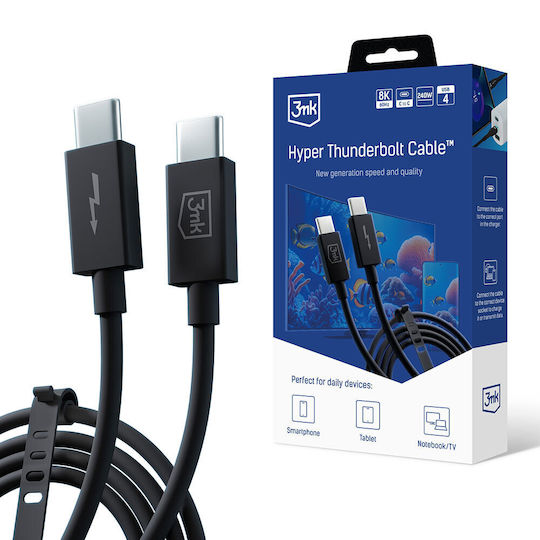 3MK Hyper Thunderbolt 3 Cable 240W Μαύρο 1m