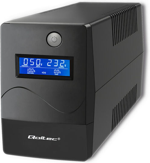 Qoltec 53979 Mini UPS Line-Interactive 850VA 480W με 2 Schuko Πρίζες