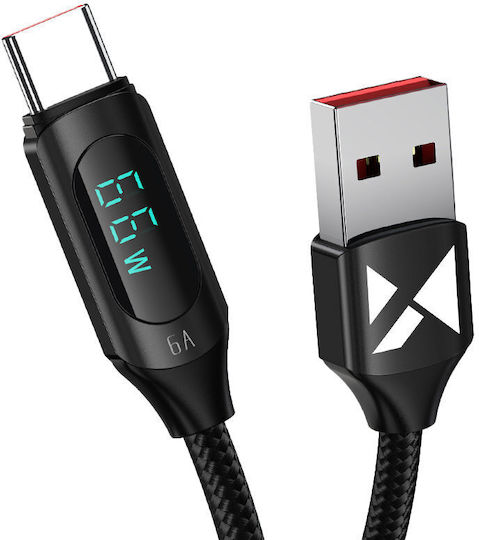 Wozinsky Braided USB 2.0 Cable USB-C male - USB-A 66W Μαύρο 2m (WUACC2)