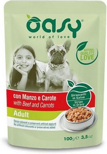 Oasy Υγρή Τροφή Σκύλων σε Κονσέρβα με Βοδινό και Καρότο 100gr 1252