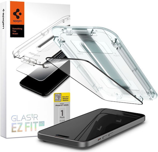 Spigen Glas.Tr 0.3mm Full Face Tempered Glass Μαύρο (iPhone 15) AGL06908