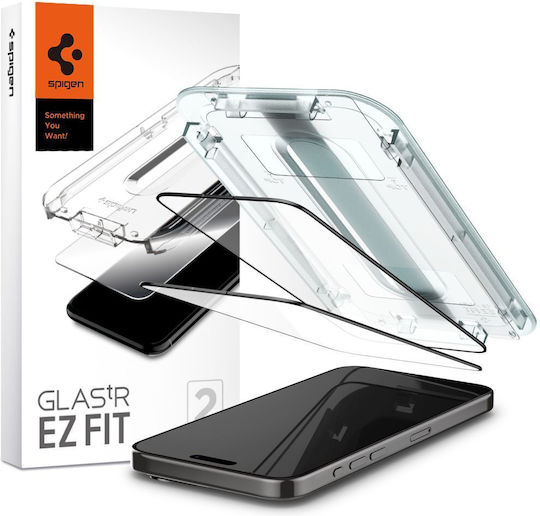 Spigen Glas.tr Ez Fit 0.3mm Full Face Tempered Glass 2τμχ Μαύρο (iPhone 15 Pro) AGL06893