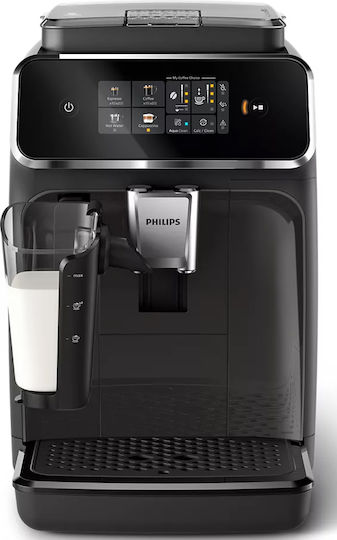Philips Series 2300 Αυτόματη Μηχανή Espresso 1500W Πίεσης 15bar για Cappuccino με Μύλο Άλεσης Μαύρη