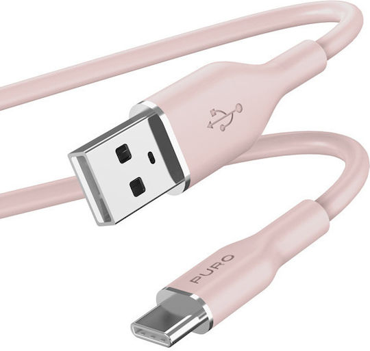 Puro Icon Soft USB 2.0 Cable USB-C male - USB-A 18W Ροζ 1.5m