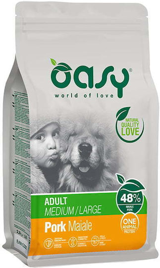 Oasy Adult 12kg Ξηρά Τροφή για Ενήλικους Σκύλους Μεσαίων Φυλών με Χοιρινό