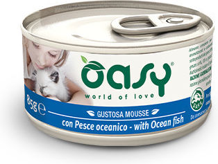 Oasy Gustosa Mousse Υγρή Τροφή για Ενήλικες Γάτες σε Κονσέρβα με Ψάρια χωρίς Σιτηρά 85gr 02355