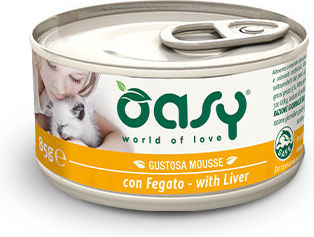 Oasy Gustosa Mousse Υγρή Τροφή για Ενήλικες Γάτες σε Κονσέρβα με Συκώτι χωρίς Σιτηρά 85gr 01915
