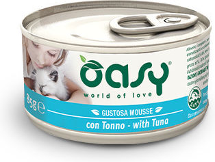 Oasy Gustosa Mousse Υγρή Τροφή για Ενήλικες Γάτες σε Κονσέρβα με Τόνο χωρίς Σιτηρά 85gr 06888