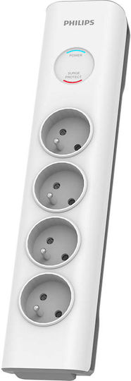 Philips Πολύπριζο Aσφαλείας 4 Θέσεων με Καλώδιο 2m Γαλλίας (Type E) SPN7040WA/60