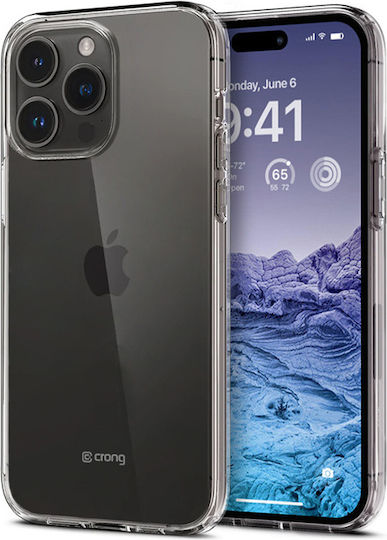 Crong Back Cover Σιλικόνης 0.8mm με Λουράκι Διάφανο (iPhone 15 Pro Max) CRG-CRSLIM-IP1567P-TRS