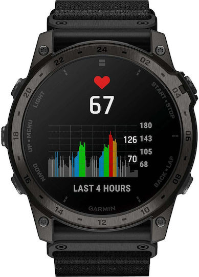 Garmin Tactix 7 AMOLED Edition Titanium 51mm Αδιάβροχο Smartwatch με Παλμογράφο (Nylon and Silicone Black)