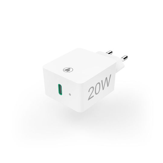 HAMA Φορτιστής Χωρίς Καλώδιο με Θύρα USB-C 25W Quick Charge 3.0 Λευκός (00201652)