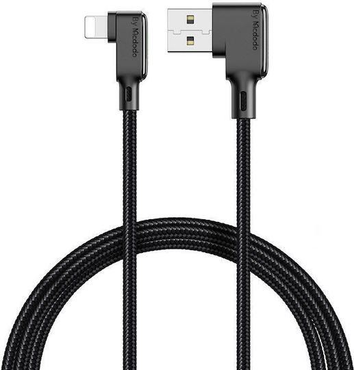 Mcdodo Angle (90°) / Braided USB-A to Lightning Cable Μαύρο 1.8m (CA-7511)