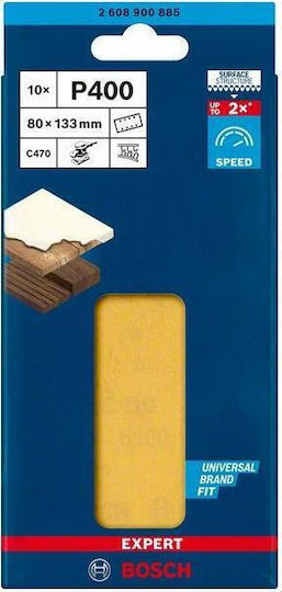 Bosch Φύλλο Λείανσης Έκκεντρου Τριβείου K400 80x80mm Σετ 10τμχ 260890088