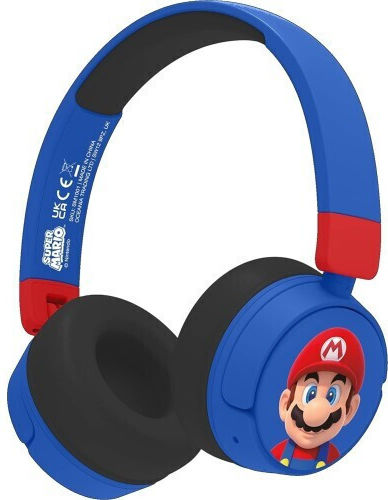 OTL Cuffie Kids Super Mario Ασύρματα / Ενσύρματα Παιδικά On Ear Ακουστικά με 24 ώρες Λειτουργίας Red/Blue