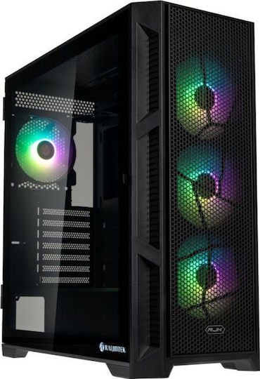 Raijintek Ponos Ultra MS4 Gaming Full Tower Κουτί Υπολογιστή με Πλαϊνό Παράθυρο και RGB Φωτισμό Μαύρο