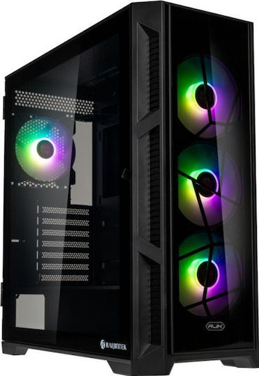 Raijintek Ponos Ultra TG4 Midi Tower Κουτί Υπολογιστή με ARGB Φωτισμό Coating Black
