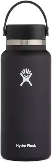 Hydro Flask Wide Mouth Μπουκάλι Θερμός Ανοξείδωτο BPA Free 1lt Μαύρο W32BTS001