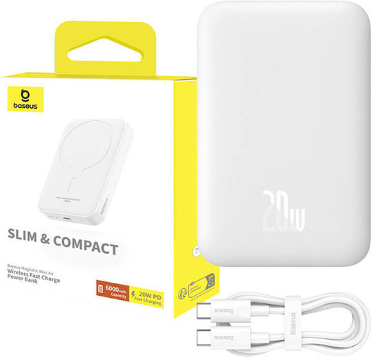 Baseus Mini MagSafe Power Bank 6000mAh 20W με Θύρα USB-C Λευκό