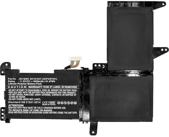 CoreParts Συμβατή Μπαταρία για Asus N580GD, N580VD, S510, S510UN, S510UQ, X510, X510UA, X510UF, X510UN, X510U με 3600mAh (MBXAS-BA0024)