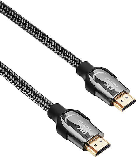 Akyga HDMI 2.1 Braided Cable HDMI male - HDMI male 3m Μαύρο (AK-HD-30S)