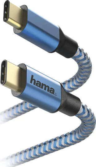 HAMA USB 2.0 Cable USB-C male - USB-C 15W Μπλε 1.5m 00201557