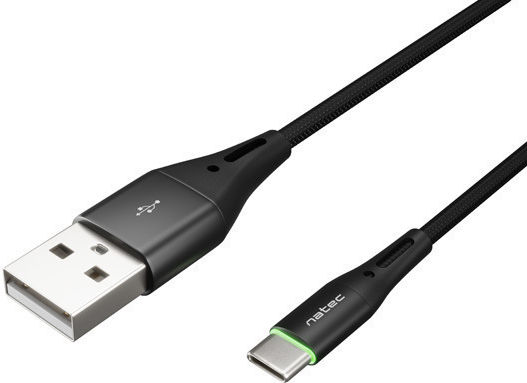 Natec LED USB 2.0 Cable USB-C male - USB-A Μαύρο 1m NKA-1957