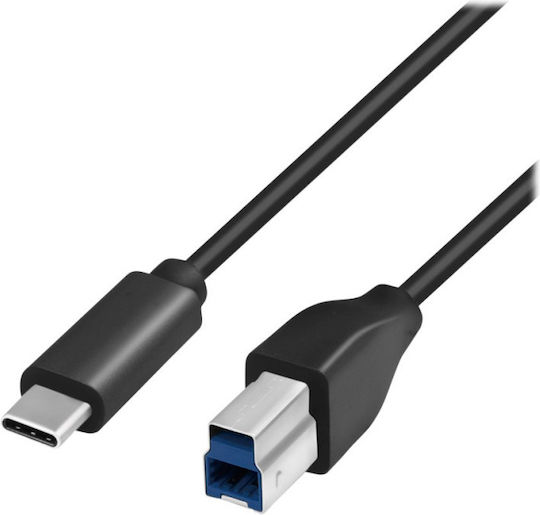 LogiLink USB 2.0 Cable USB-C male - USB-B Μαύρο 2m CU0163