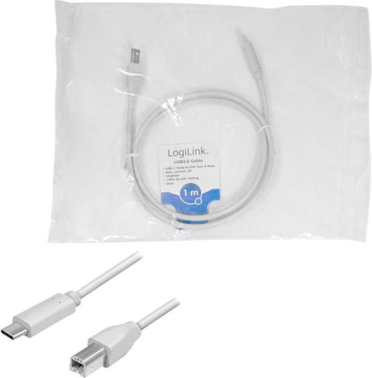 LogiLink USB 2.0 Cable USB-C male - USB-B Γκρι 1m CU0160