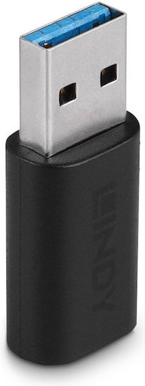Lindy Μετατροπέας USB-A male σε USB-C female 1τμχ 41904
