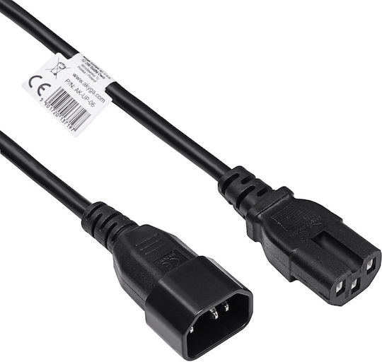 Akyga IEC C14 - IEC C15 Cable 1.8m Μαύρο AK-UP-06
