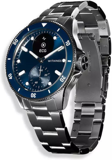 Withings Scanwatch Nova Stainless Steel 42mm Αδιάβροχο με Παλμογράφο (Dark Blue)