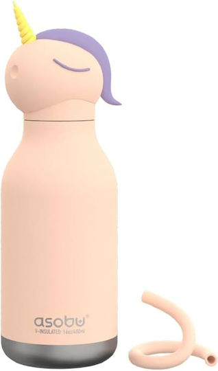 Asobu Παιδικό Παγούρι Θερμός Μονόκερος Ανοξείδωτο με Καλαμάκι Ροζ 460ml 05454