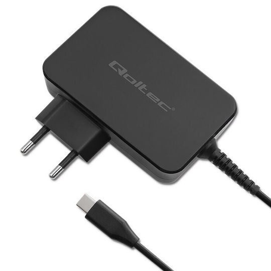Qoltec Φορτιστής με Ενσωματωμένο Καλώδιο GaN USB-C 100W Power Delivery Μαύρος (Power Pro)