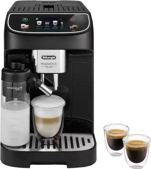 De'Longhi Magnifica Plus Αυτόματη Μηχανή Espresso 1450W Πίεσης 15bar για Cappuccino με Μύλο Άλεσης Μαύρη