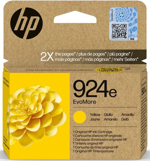 HP 924e EvoMore Γνήσιο Μελάνι Εκτυπωτή InkJet Κίτρινο (4K0U9NE)