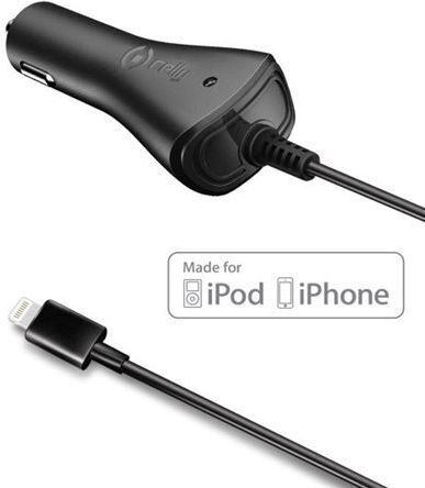 Celly Φορτιστής Αυτοκινήτου Car Charger 1A Lightning 5W 1A μαζί με Καλώδιο Lightning Μαύρος CCIP5
